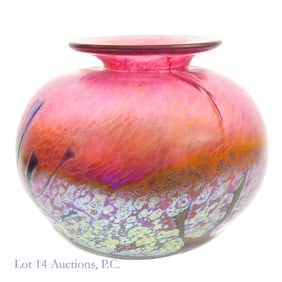 Iridescent Bruce Stowell Art Glass Vase