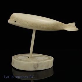 Inuit Whalebone Sperm Whale Sculpture, Canada
