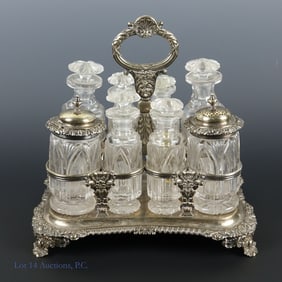 1824 Sterling Silver Condiment Caddy & Bottles