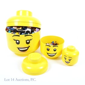 Lego Storage Heads w/ Minifigs & Bricks (6#)
