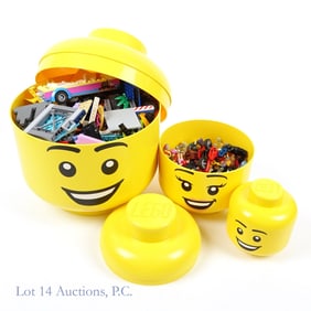 Lego Storage Heads w/ Minifigs, Bricks (6#)