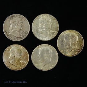 USA 90%-Silver Franklin & Kennedy 50c (5)