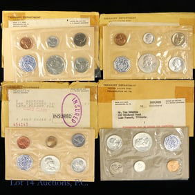 1960 - 1964 USA 90%-Silver 5-Coin Proof Sets (4)