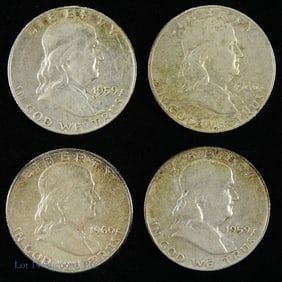 USA 90%-Silver Franklin Half Dollars (4)
