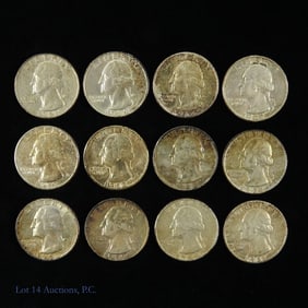1959 - 1964  USA 90%-Silver Washington 25c (12)