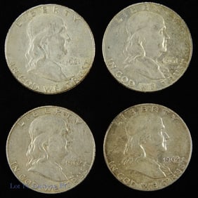 USA 90%-Silver Franklin Half Dollars (4)