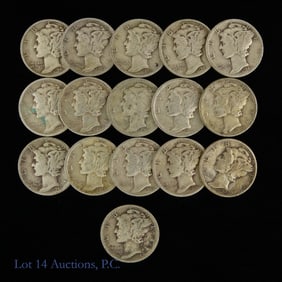 USA 90%-Silver Mercury Dimes (16)