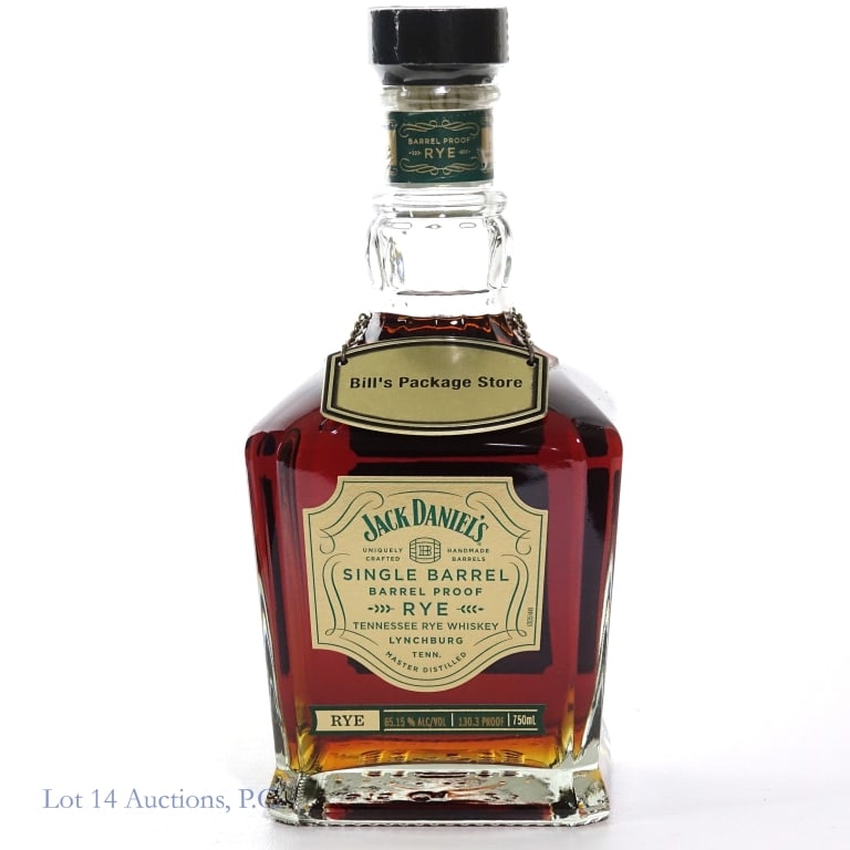 Jack Daniel's Barrel Proof SB Rye (2024): Jack Daniel's Barrel Proof Single Barrel Rye (2024), 130.3 Proof, 750 ml, Bottled: 01-09-24, Barrel #23-23599, Barrel House 2-18. Bill's Package Store Pick. Neck tag included.