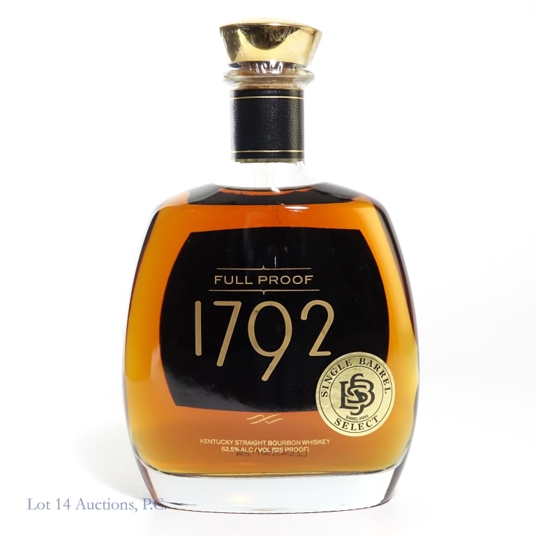 1792 Full Proof Bourbon Store Pick (2023): 1792 Full Proof Bourbon (2023), 125 Proof, 750 ml, Single Barrel Select Barrel #9095 Private Selection, slight wear on neck label, and signs of seepage from rear on neck, but good fill, and no seepage