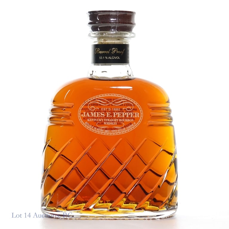 James E. Pepper Barrel Proof Bourbon: James E. Pepper Barrel Proof Bourbon, 53.1% ABV, 750 ml, Batch #0073.