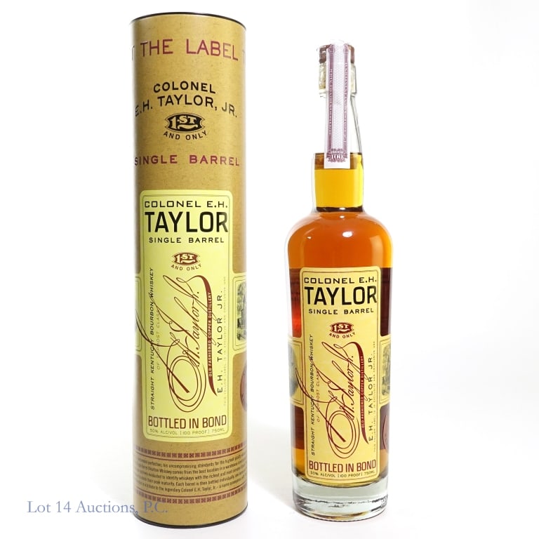 Col. E.H. Taylor Single Barrel Bourbon (2024): Colonel E.H. Taylor Single Barrel Straight Kentucky Bourbon Whiskey (2024). Bottled in bond (100 proof). 750 ml. 2024 Discount Liquors Sazerac Barrel Select. Barrel #045. Original canister.