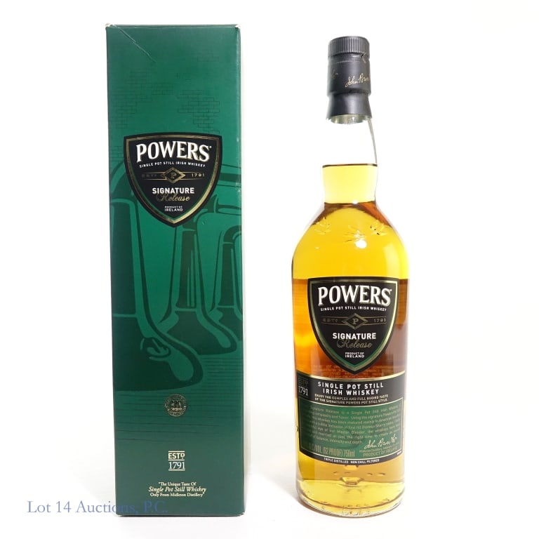 Powers Signature Release Irish Whiskey: Powers Signature Release Single Pot Still Irish Whiskey, 46%abv, 750ml, with box.