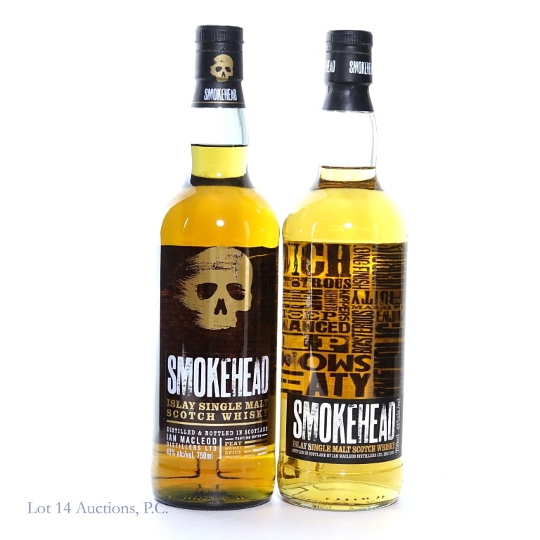 Smokehead Islay Single Malt Scotch Whisky (2): Two (2) bottles of Smokehead Islay Single Malt Scotch Whisky, 43%abv, 750ml. Two different releases.