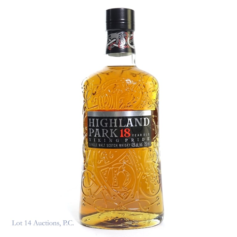Highland Park 18 Yr Viking Pride SM Scotch Whisky: 18 Year Old Highland Park Viking Pride Single Malt Scotch Whisky, 43%abv, 750ml. No box.