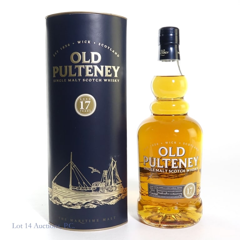 Old Pulteney 17 Year Single Malt Scotch, Wick: Old Pulteney 17 year old Single Malt Scotch Whisky, Wick. 46%abv, 750ml, in box.