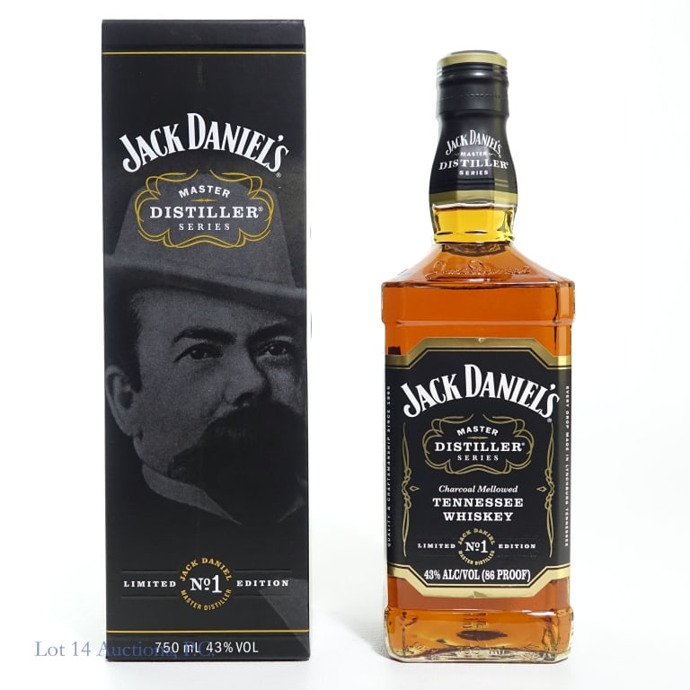 Jack Daniel's Master Distiller Series 1 Whiskey: Jack Daniel's Master Distiller Series 1 Tennessee Whiskey, 86 Proof, 750 ml, Master Distiller Jasper Newton "Jack" Daniel, 1866-1911. Bottle #AQ1844. Original box included.