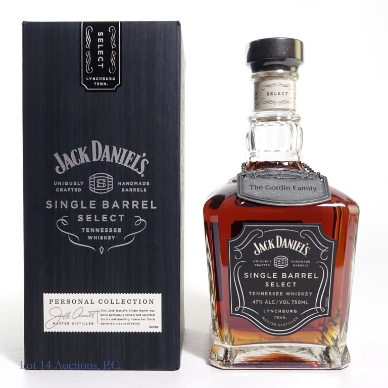 Jack Daniel's SB Sel. Whiskey Gordin Family (2018): Jack Daniel's Single Barrel Tennessee Whiskey (2018), 94 Proof, 750 ml, The Gordin Family Private Selection, Bottled: 03-02-18, Rick R-4, Barrel #18-1531. Box included. "The Gordin Family" metal neck