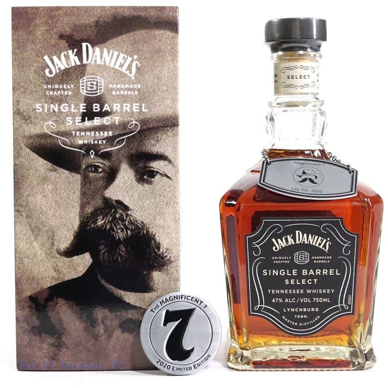 Jack Daniel's SB Select Ltd Ed 2020 Whiskey: Jack Daniel's Single Barrel Select Magnificent 7 Ltd. Ed. Tennessee Whiskey (2020), 94 Proof, 750 ml. Bottled: 05-11-20, Barrel #20-02346, Rick # L-33. Jeff Arnett, Master Distiller Personal Collectio