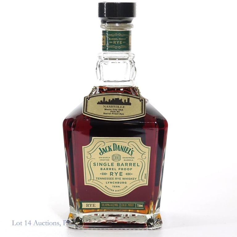 Jack Daniel's Barrel Proof SB Rye (2024): Jack Daniel's Barrel Proof Single Barrel Rye (2024), 138.8 Proof, 750 ml, Bottled: 11-19-24, Barrel #24-24657, Barrel House 1-06. Nashville Music City USA Pick #4. Neck tag included.
