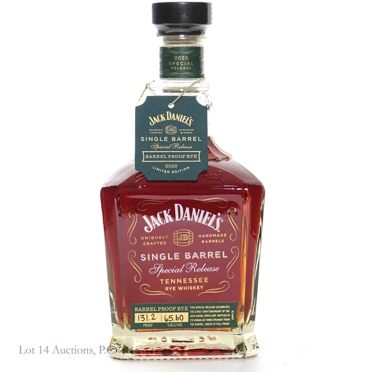 Jack Daniel's SB Special Release Rye (2020): Jack Daniel's Single Barrel Special Release Tennessee Rye (2020), 131.2 Proof, 750 ml, Bottled: 11-06-20, Barrel #20-06912, Barrel House 1-02, Bottle #BPR-36709. Neck tag included.