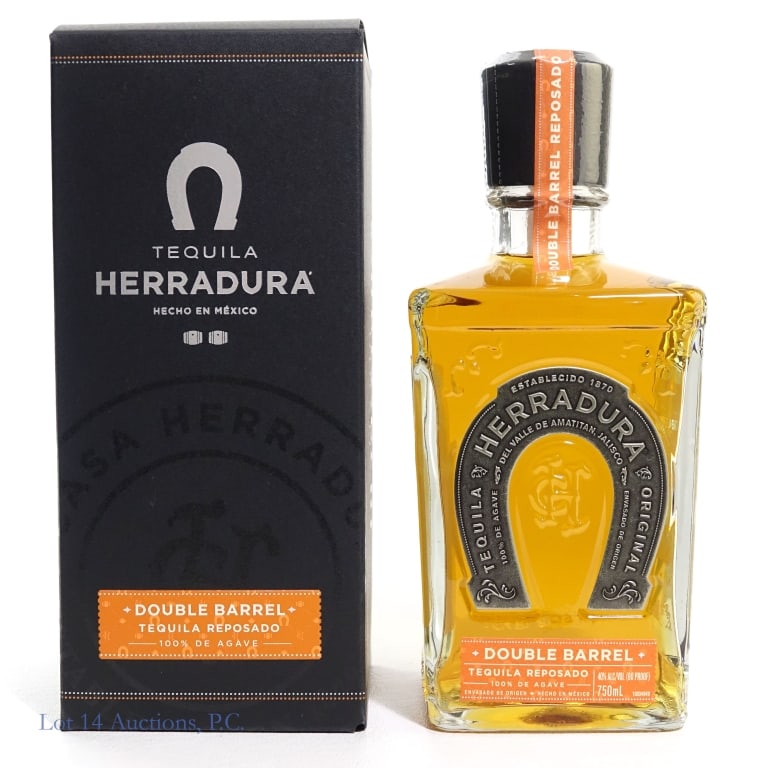 Herradura Double Barrel Reposado Tequila: Herradura Double Barrel Reposado Tequila, 80 Proof, 750 ml, Tennessee Barrel Select 2024. Selected: 06-14-24, Barrel #3910, Bottle #155. Box included.