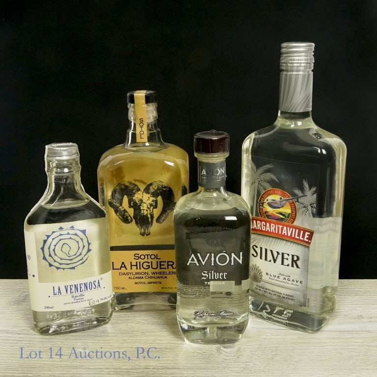 Agave & Sotol Spirits, Avion, M'ville, Higuera...4: Four (4) bottles of Agave and Sotol spirits. #1 - La Higuera Sotol Spirits, NOM 159, bottle 18/1800, Lot 2, date: 2/18, master distiller: Gerardo Ruelas, 49.6%abv, 750ml. #2 - LaVenenosa Raicilla Punt