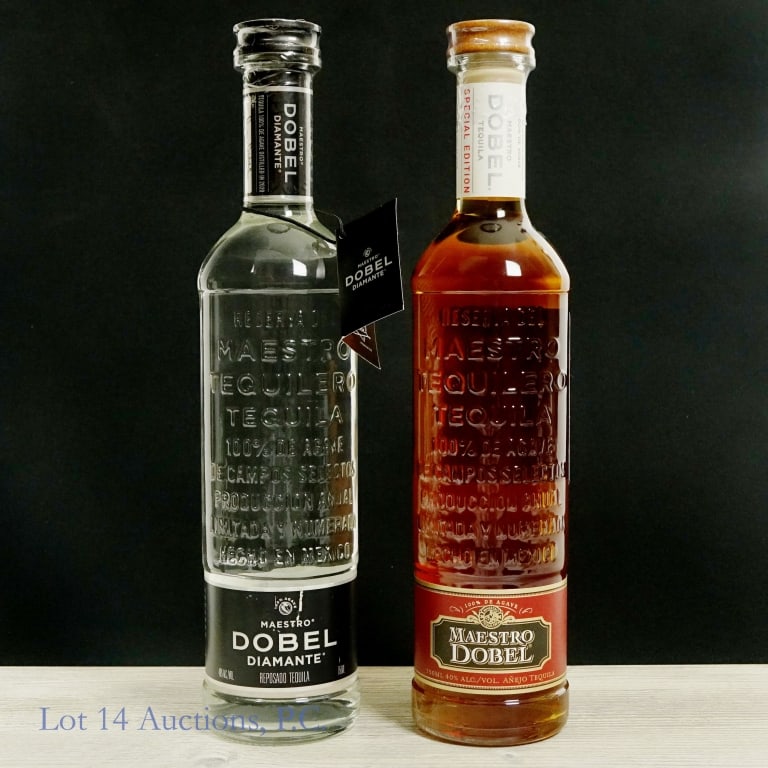 Maestro Dobel S.E. Gold Eagle & Reposado Tequila 2: Two (2) bottles of Maestro Dobel Tequila. #1 - Maestro Dobel Special Edition Gold Eagle Liquors Anejo Tequila. 7/28/21. La Mesa Ranch, Hungarian French Oak barrel, Blended code 8018-752, barrel no. 60
