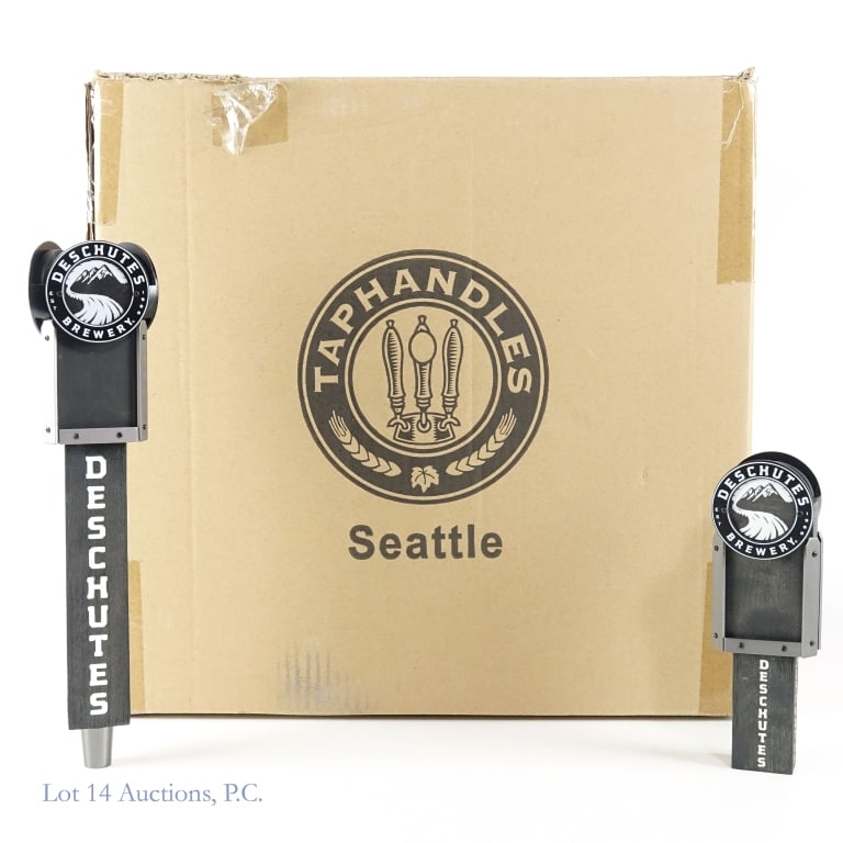 Deschutes Short & Tall Tap Handles, NIB (21): Deschutes Short & Tall Tap Handles, NIB (21). Total of 21 New In Box Deschutes tap handles. 9 tall (12") and 12 short (7.25") tap handles. Items appear with as brand new without label inserts. See pho