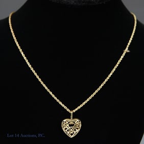 10K Yellow Gold Chain & 14k Y Gold Heart Pendant