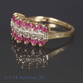 10k Yellow Gold Ring, Diamonds, Gems