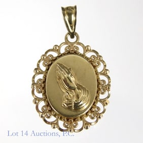 14K Yellow Gold Serenity Prayer Pendant