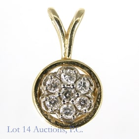 14k Yellow Gold Pendant w/ 7 Diamonds