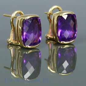 18k Yellow Gold Amethyst Earrings