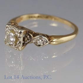 14K Yellow Gold & Diamond Ring