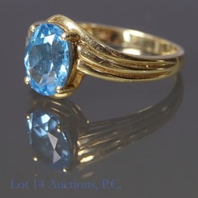 14k Yellow Gold Blue Spinel / Topaz Ring
