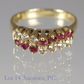14k Yellow Gold Ring With Gems
