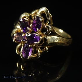 14k Yellow Gold Amethyst Ring