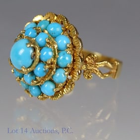18k Yellow Gold & Turquoise Cocktail Ring