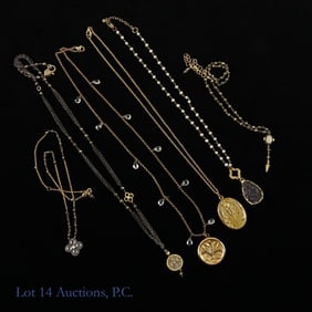 Vintage Fashion Jewelry Necklaces (6), Lockets (2)