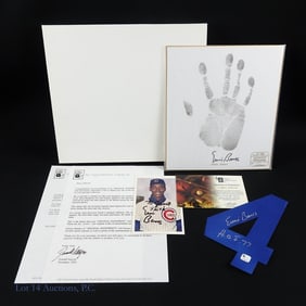 Ernie Banks Signed Handprint, Number & Card (3)