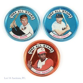 1964 Topps Coins Mantle, B Robinson, F Robinson -3