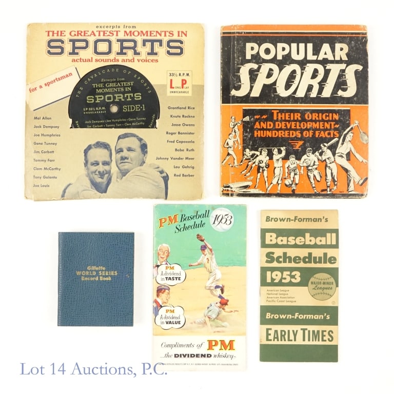 Grampa's Baseball Ephemera: Interesting collection of various pieces of baseball related ephemera. There is a 1953 Brown-Forman Early Times baseball schedule along with a 1953 PM Whiskey baseball schedule. Both of these booklet 