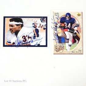 2 Walter Payton Signed 1992 Upper Deck Cards