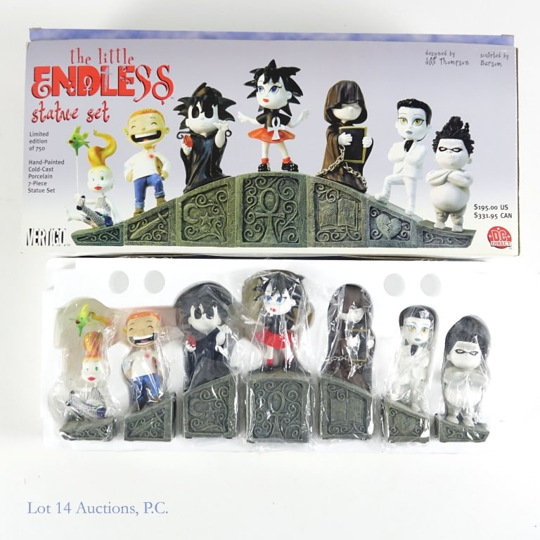 Little Endless Statue Set, DC Vertigo, #46/750: Little Endless Statue Set, DC Vertigo, #46/750. DC Direct and Vertigo's The Little Endless Statue Set based on the story by Jill Thompson featuring characters from Sandman, 046/750. Limited edition, h