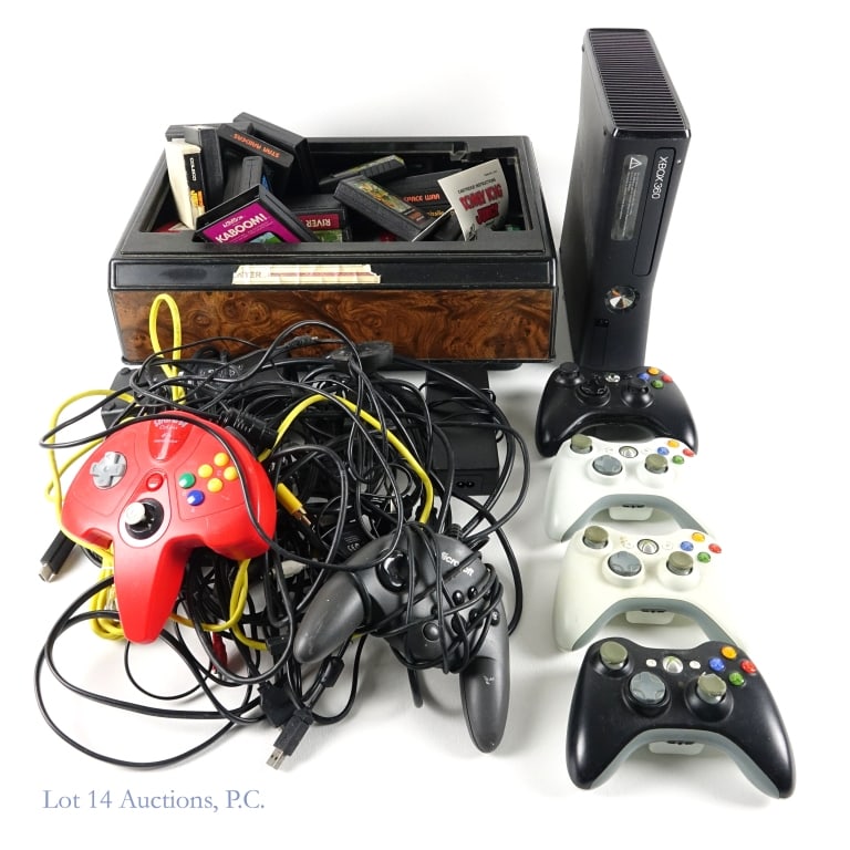 Xbox 360 Console / Atari Games / Controllers: Xbox 360 Console Game System / Atari 2600 Video Games / Various Game Controllers. Everything is untested in-house. Please see images for details regarding condition.