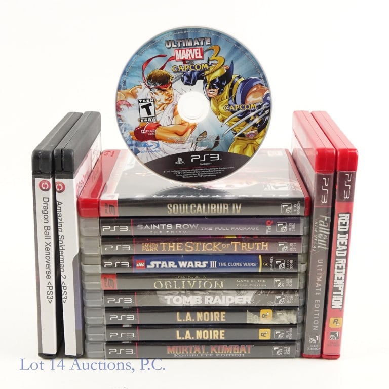 PlayStation 3 Games (14): 14 PlayStation 3 Games. Includes: L.A. Noire (x2), Soul Calibur IV, Fallout New Vegas Ultimate Edition, Mortal Kombat Complete Edition, Red Dead Redemption, Dragon Ball Xenoverse, Amazing Spiderman 2,