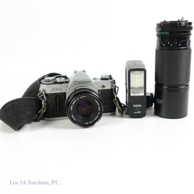 Canon AE-1 Camera w/ 50mm,100-200 Zoom Lenses