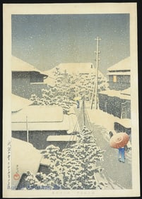 Kawase Hasui Snow at Daichi Color Woodblock Print