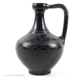 Fazekas Istvan Black Pottery Wine Jug Hungary
