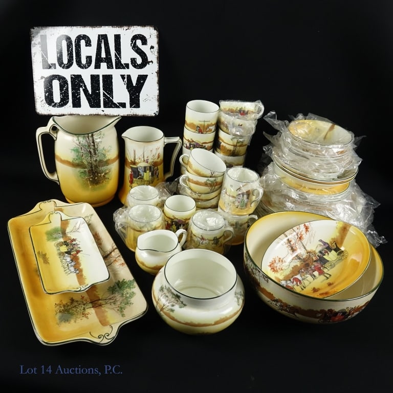 Royal Doulton China Set (LOCAL PICK-UP/3rd): ****LOCAL PICK-UP or third party shipping ONLY. Royal Doulton China dinner set (50+ pieces), includes two large pitchers, one small and one large rectangular serving trays, one large oval serving tray